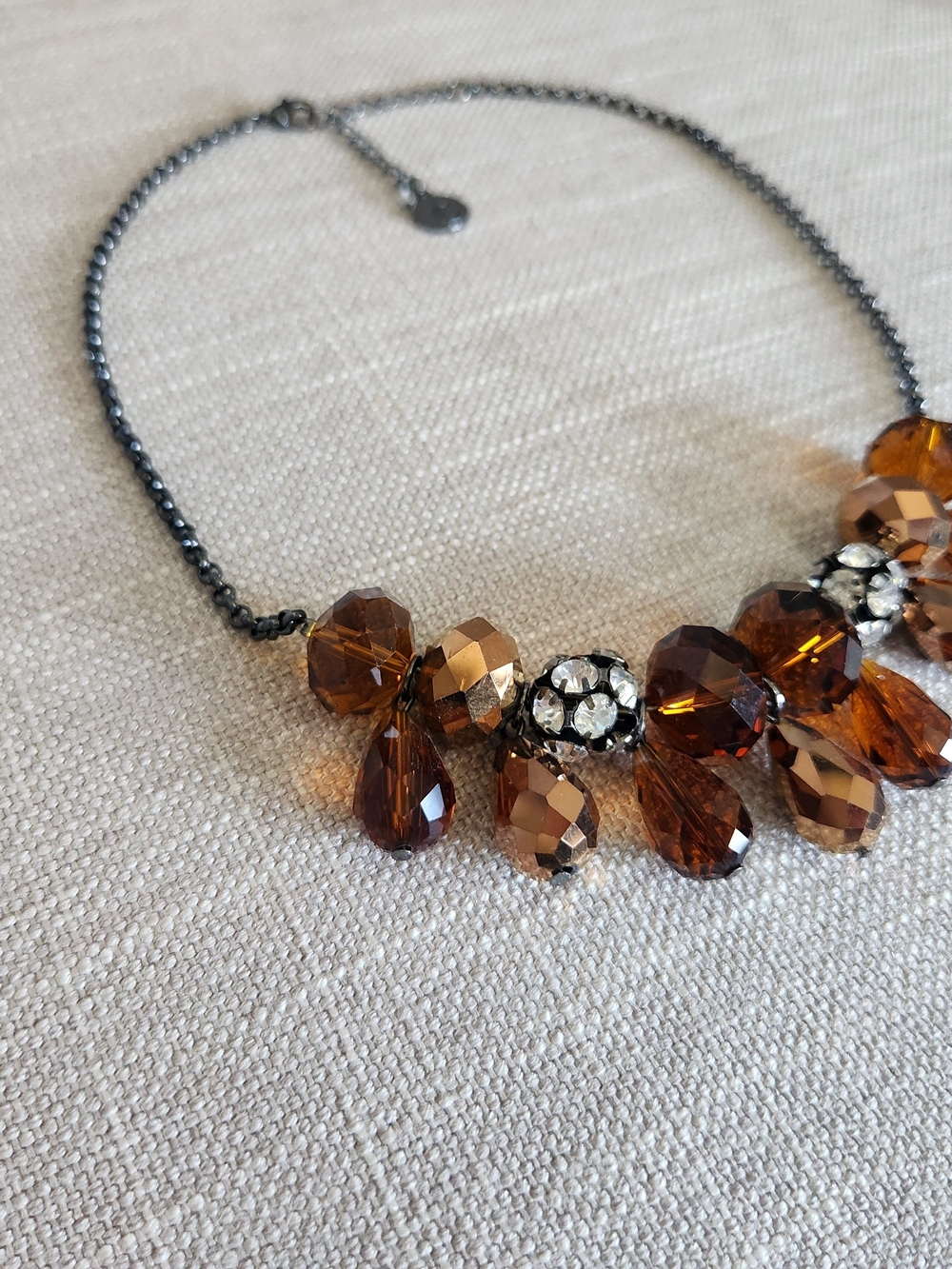 Amber Crystal Teardrop Statement Necklace - Women Jewelry